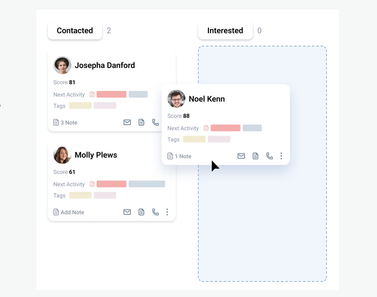 Sample Drag-and-drop kanban cards.