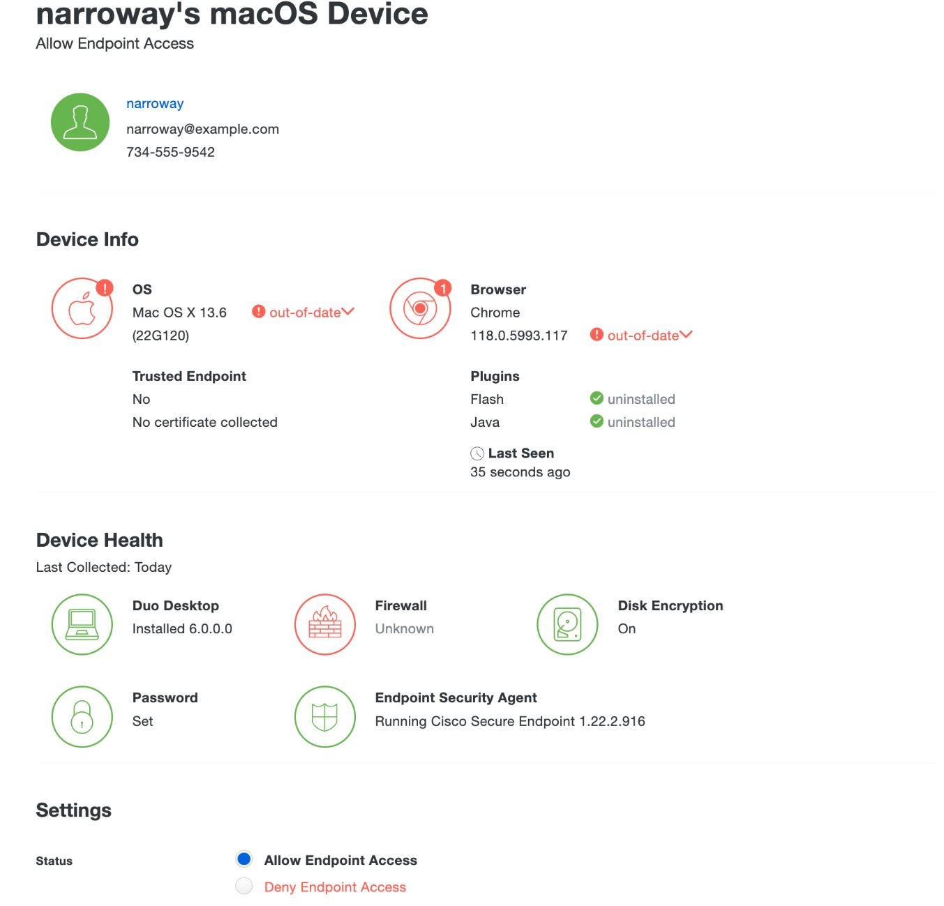 DUO Desktop device health check.