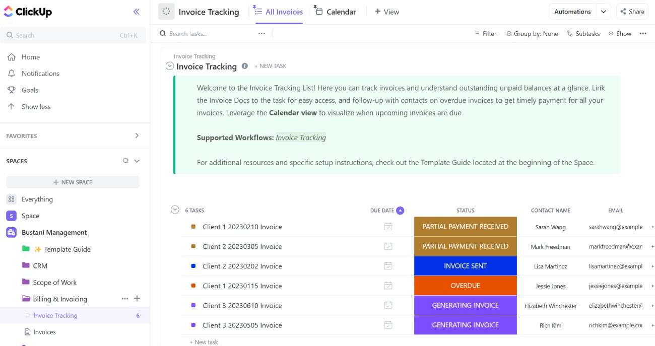 ClickUp user interface.