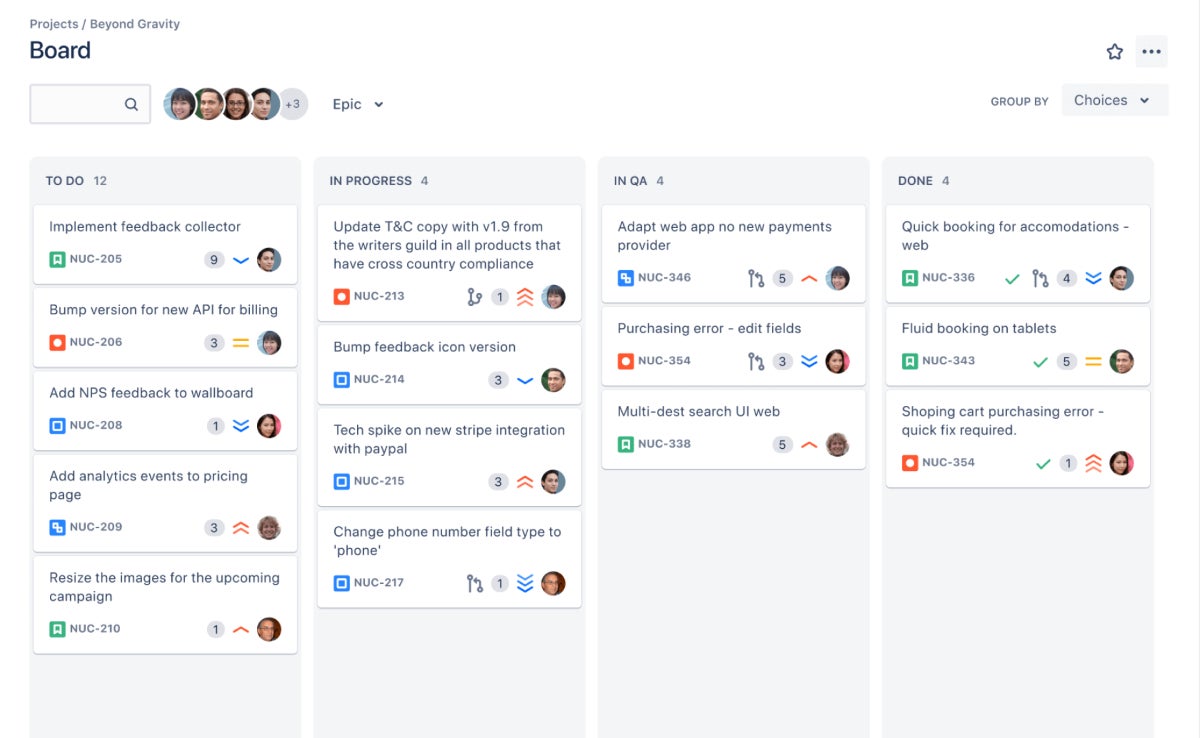 Jira’s Kanban view.