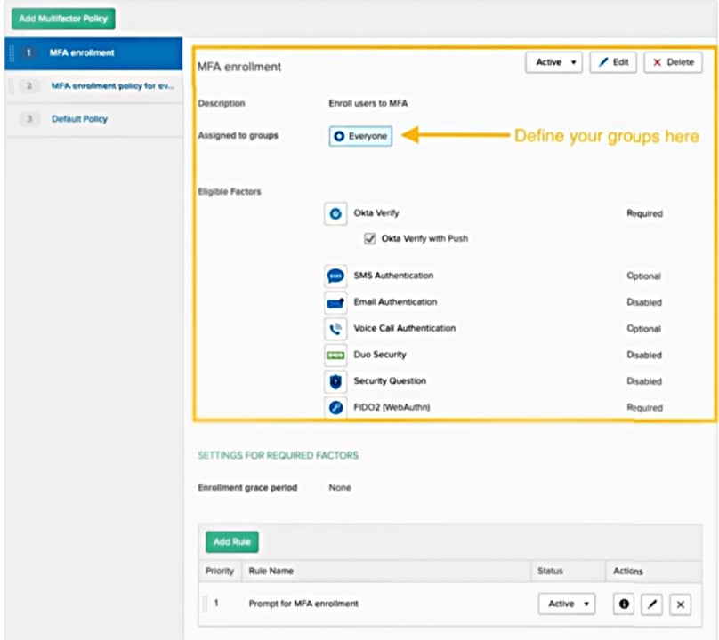 Okta multi-factor authentication deployment